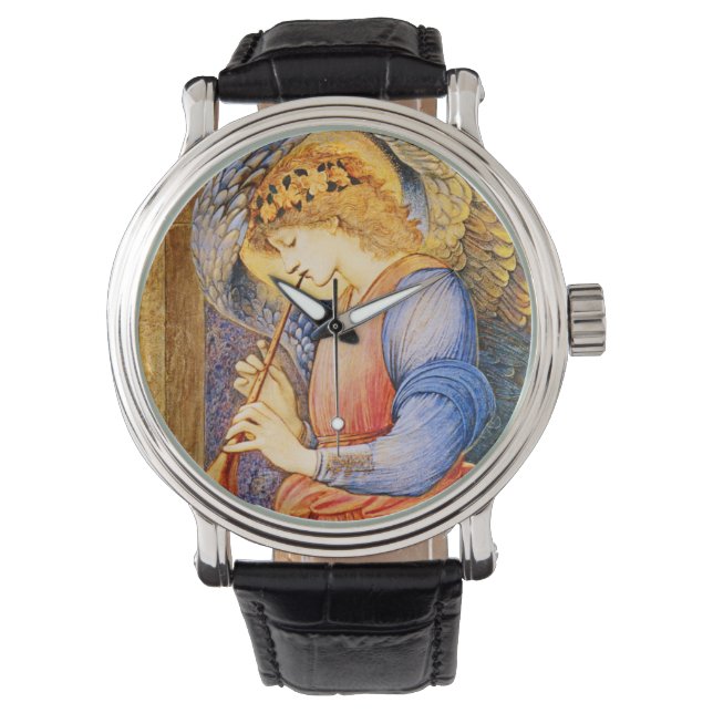 Angel Playing Flageolet Vor Raphaelite Armbanduhr (Vorderseite)