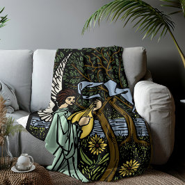 Angel Playing Lute von Aubrey Beardsley Fleecedecke