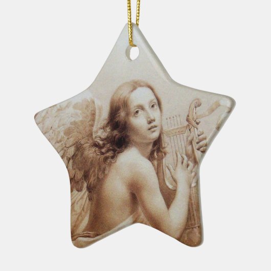 ANGEL PLAYING LYRA OVER THE CLOUDS STAR KERAMIK ORNAMENT (Links)