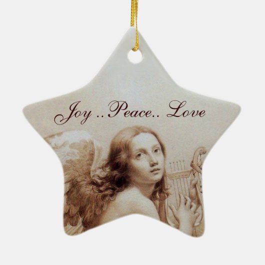 ANGEL PLAYING LYRA OVER THE CLOUDS STAR KERAMIK ORNAMENT (Hinten)