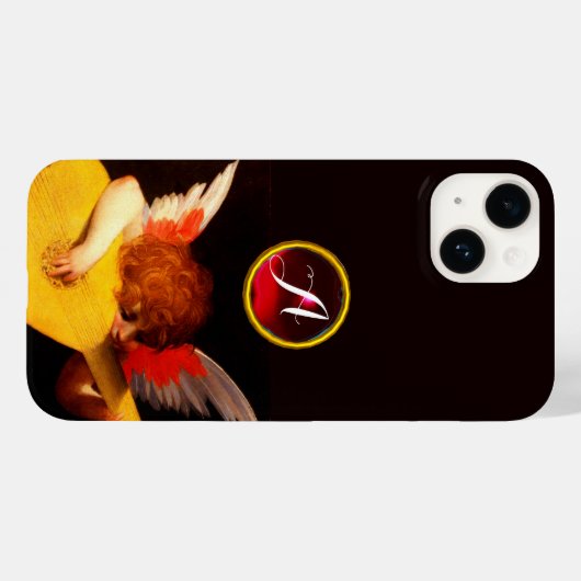 ANGEL PLAYY LUTE Music Making Cherub Monogram Case-Mate iPhone Hülle (Rückseite (Horizontal))