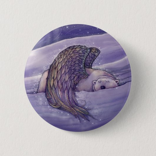 Angel Polar Bear Pinback Button (Vorderseite)