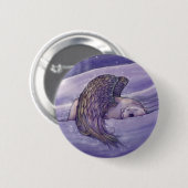 Angel Polar Bear Pinback Button (Vorne & Hinten)