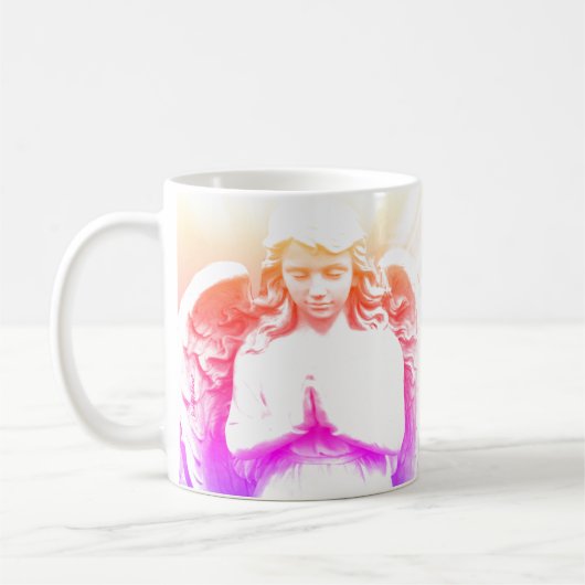 Angel Praying Pink Lila Orange Spiritual Kaffeetasse (Links)