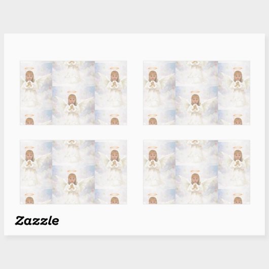 Angel Praying Rechteckiger Aufkleber (Blatt)