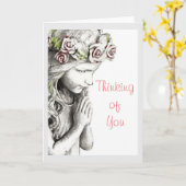 Angel Praying Thinking of You Card Karte (Gelbe Blume)
