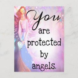 Angel Protected Colorful Schöne Wasserfarbe Kunst Postkarte