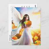 Angel Pumpkin Wings Herbst Schöne Fantasie Kunst Postkarte (Vorne/Hinten)