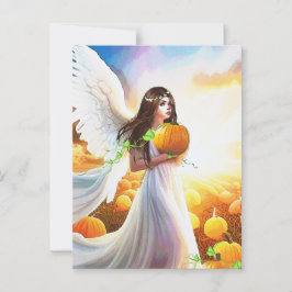 Angel Pumpkin Wings Herbst Schöne Fantasie Kunst Postkarte