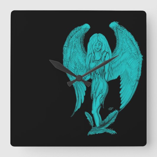 Angel Quadratische Wanduhr (Vorderseite)