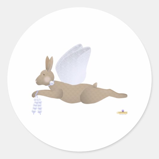 Angel Rabbit Brown Blue Rose Runder Aufkleber (Vorderseite)