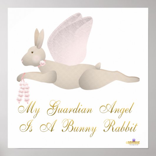 Angel Rabbit Tan Pink Roses Guardian Angel Bunny R Poster (Vorne)