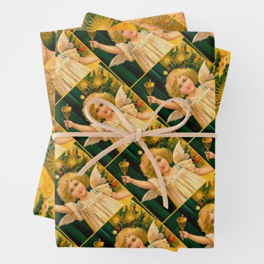 Angel ringing the bell for Christmas time Geschenkpapier Set (Beispiel)