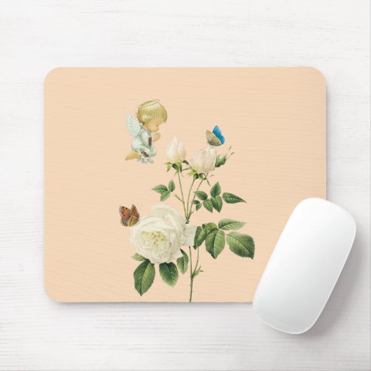 Angel Rose Beige Maus Pad! Mousepad (Mit Mouse)
