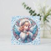 Angel Round Christmas Grußkarte (Stehend Vorderseite)