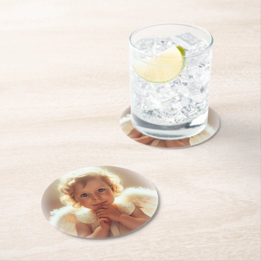 Angel Runder Pappuntersetzer (Vor Ort)