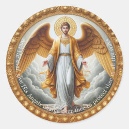 Angel schützen runder aufkleber