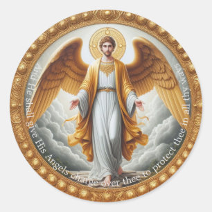 Angel schützen runder aufkleber