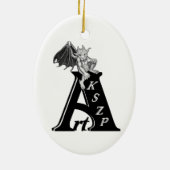 Angel Schwarz-Gelb-Design Keramik Ornament (Hinten)