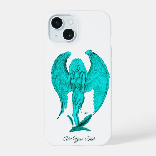 Angel , Schwarz und Grün iPhone 15 Hülle (Rückseite)