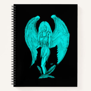 Angel , Schwarz und Grün Notizbuch
