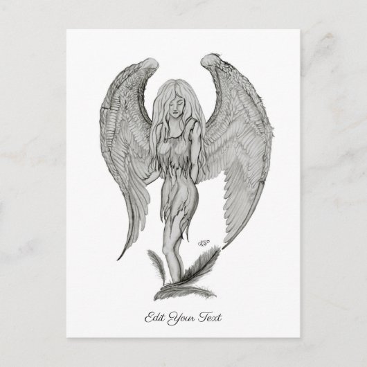 Angel, Schwarz und Weiß Postkarte (Vorderseite)