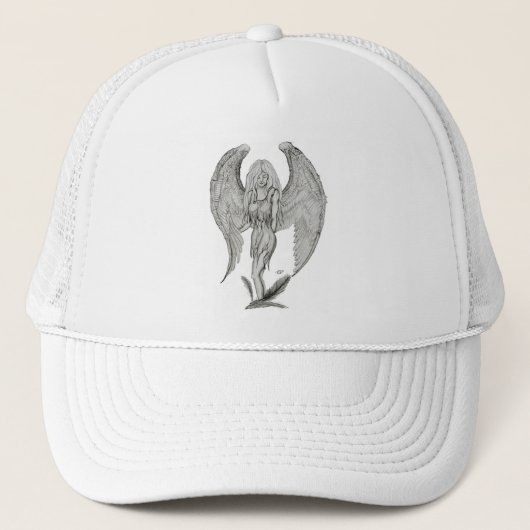 Angel, Schwarz-Weiß-Design Truckerkappe (Vorderseite)