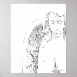 Angel Schwarz-weiß Wings Spirituelle Wall Art Poster