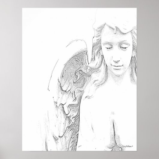 Angel Schwarz-weiß Wings Spirituelle Wall Art Poster (Vorne)