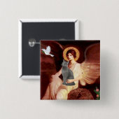 Angel Seated - Russische Blaue Katze Button (Vorne & Hinten)