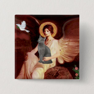 Angel Seated - Russische Blaue Katze Button