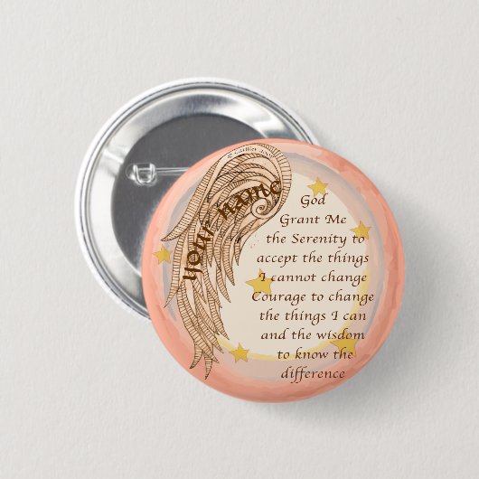 Angel Serenity Prayer Button (Vorne & Hinten)