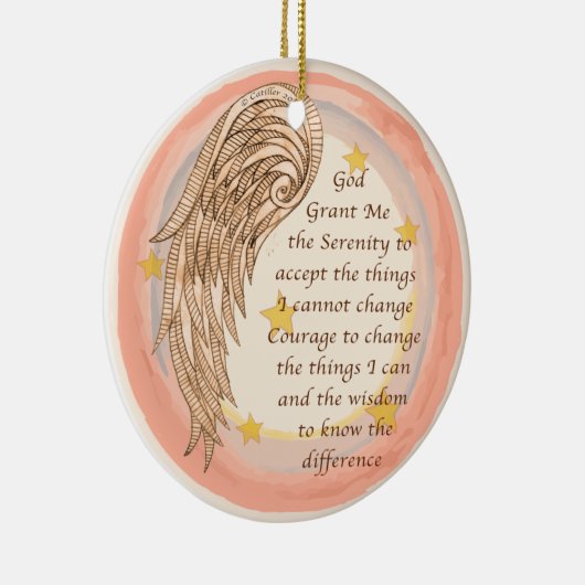 Angel Serenity Prayer Keramik Ornament (Rechts)