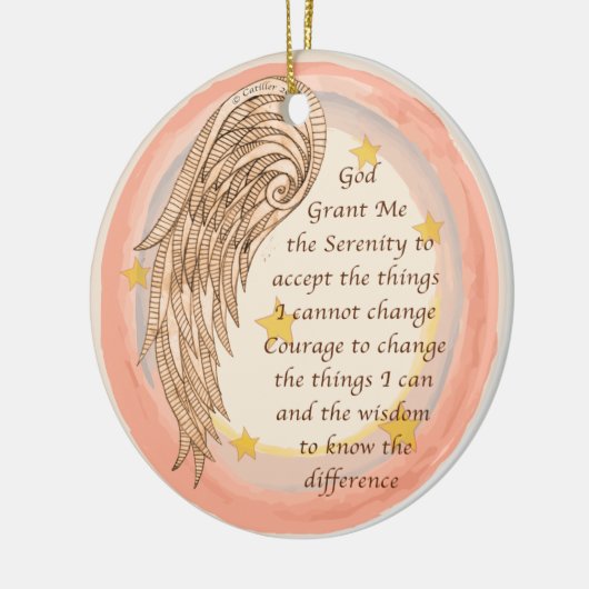 Angel Serenity Prayer Keramik Ornament (Links)