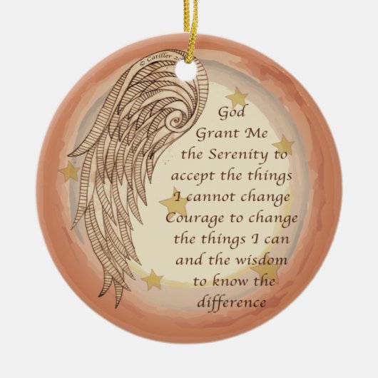 Angel Serenity Prayer Keramik Ornament (Vorne)