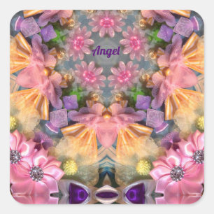 ANGEL ~ Shades Gelb, Lila, rosa, blau Quadratischer Aufkleber