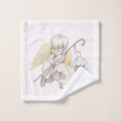 Angel Shepherd mit Lämmern Pastoral Badhandtuch Set (Waschlappen)