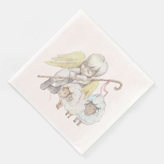 Angel Shepherd mit Lämmern Pastoral Serviette (Ecke)