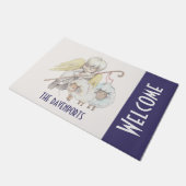 Angel Shepherd mit Lämmern Pastoral Willkommen Fußmatte (Schrägansicht)