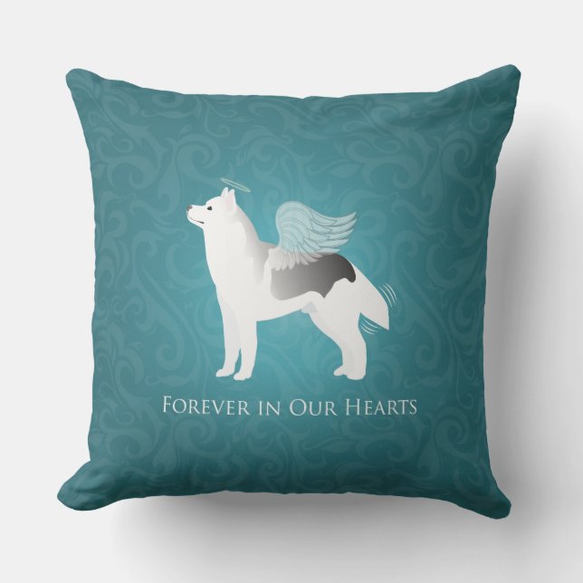 Angel Silver Siberian Husky Dog Pet Memorial Kissen (Vorderseite)