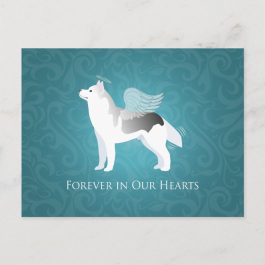 Angel Silver Siberian Husky Dog Pet Memorial Postkarte (Vorderseite)
