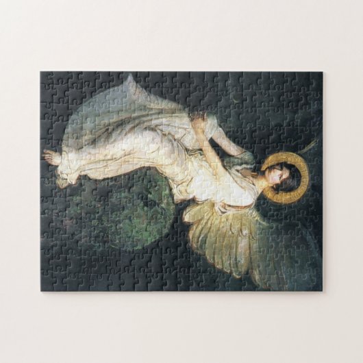 Angel sitzend auf einem Felsen von Abbott Thayer P Puzzle (Horizontal)