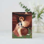 Angel sitzend - Schwarze und Weiße Katze Postkarte (Stehend Vorderseite)