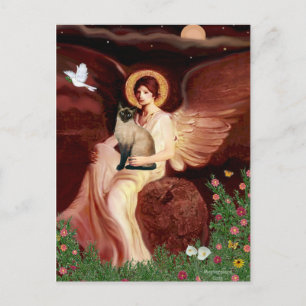 Angel sitzend - Siegel Point Siam Katze Postkarte