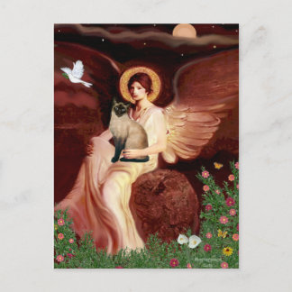Angel sitzend - Siegel Point Siam Katze Postkarte