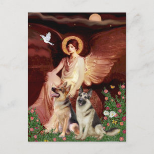 Angel sitzend - Zwei deutsche Hirten Postkarte