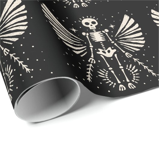 Angel skeleton Gothic Christmas Geschenkpapier (Rolleneckpunkt)