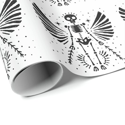 Angel skeleton Gothic Christmas Geschenkpapier (Rolleneckpunkt)