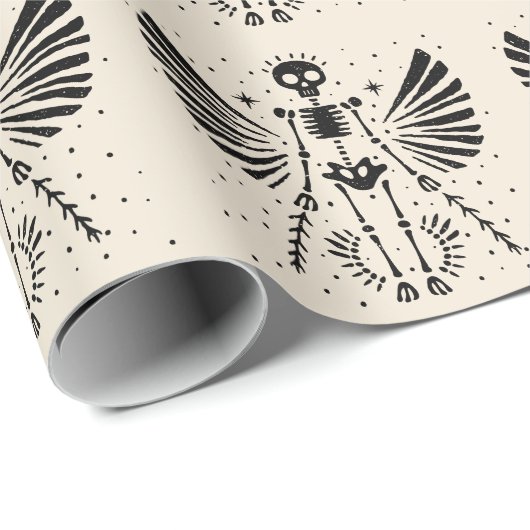 Angel skeleton Gothic Christmas Geschenkpapier (Rolleneckpunkt)