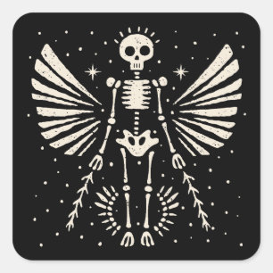 Angel skeleton Gothic Christmas Quadratischer Aufkleber